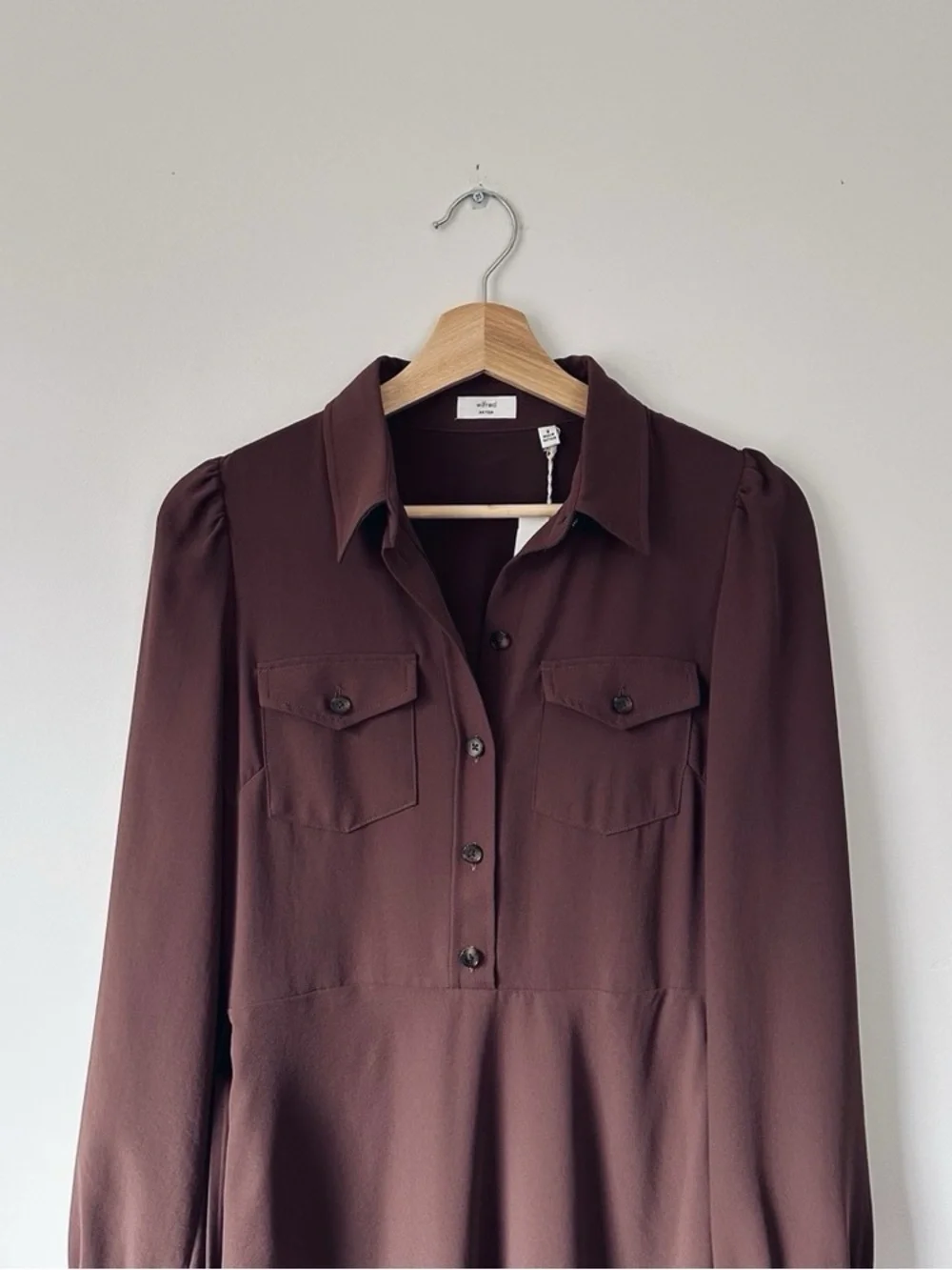 Aritzia Wilfred (Re)Twill™ Songbird Dress Cocoa Powder Brown - Picture 8 of 11